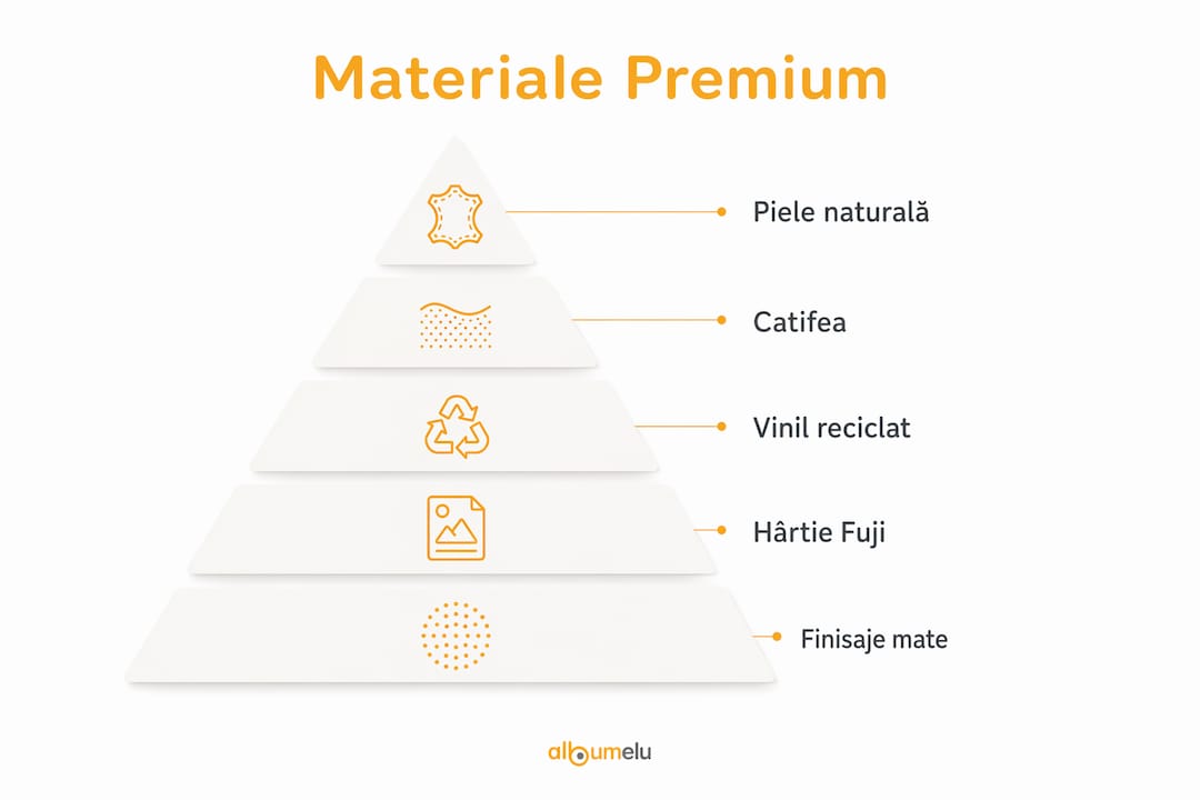 Infografic: clasamentul materialelor de top folosite pentru realizarea albumelor foto
