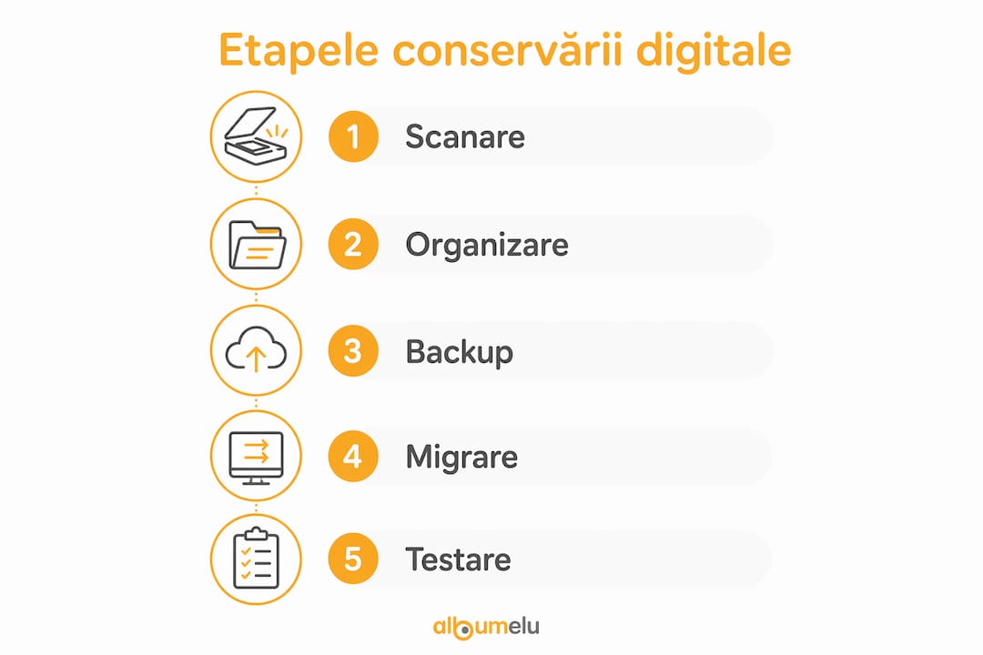Infografic: pașii esențiali pentru conservarea digitală