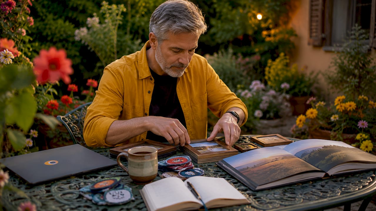 Mâini care așază cu grijă suveniruri personalizate pe masă