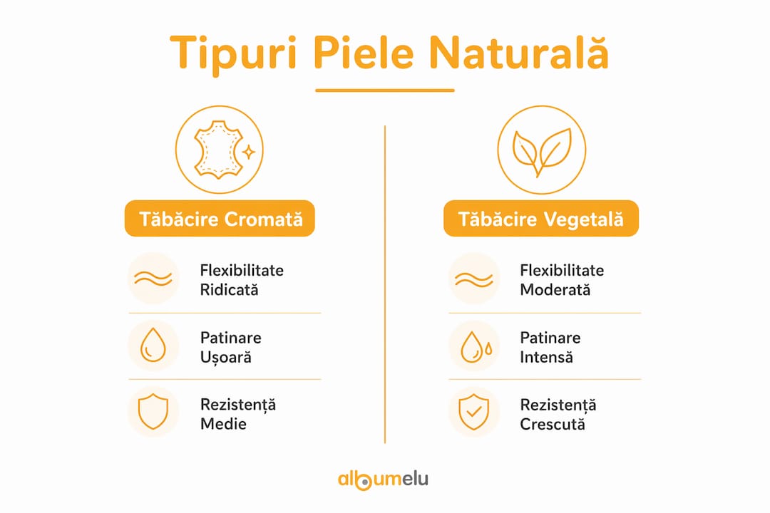 Infografic: comparație între diferitele tipuri de piele naturală folosite pentru coperțile albumelor