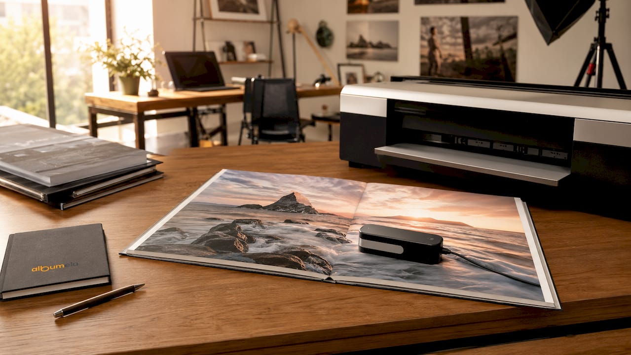 Tipărirea unui album foto layflat cu ajutorul unei imprimante inkjet și verificarea culorilor cu un spectrofotometru