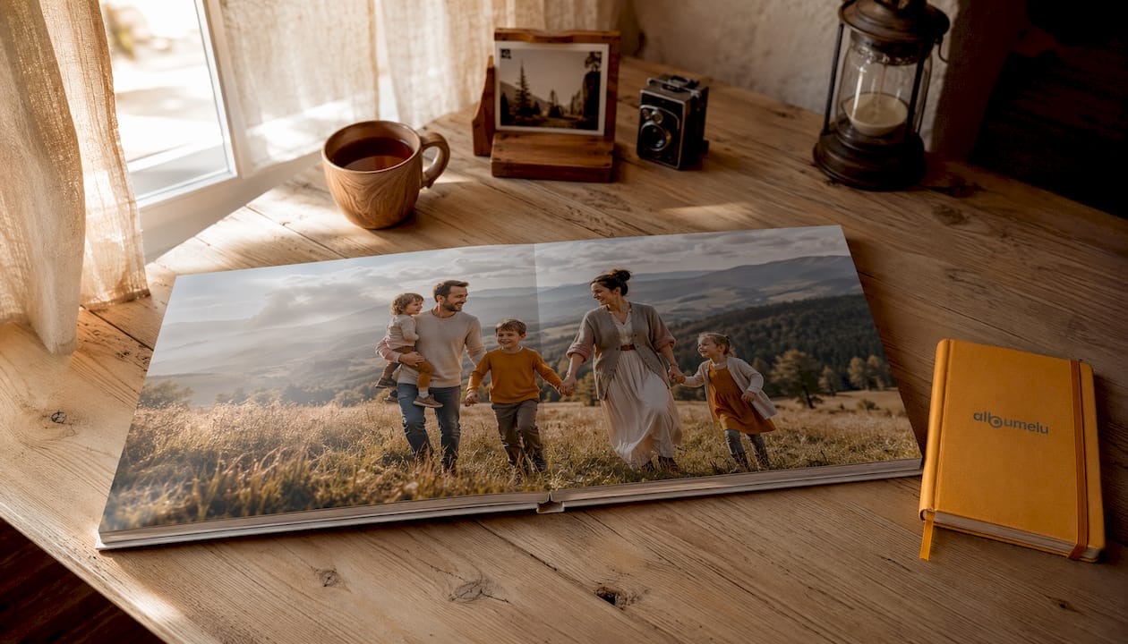 Răsfoiește albumul foto de familie, cu pagini groase, de calitate premium