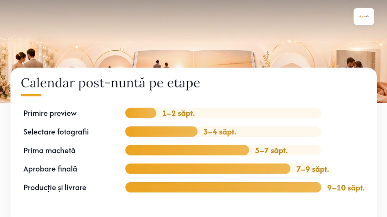 Grafic cu etapele realizării albumului de nuntă