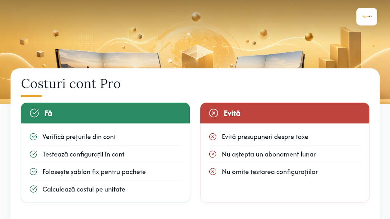 Costul total al programului Pro: abonamente și comisioane — overview diagram