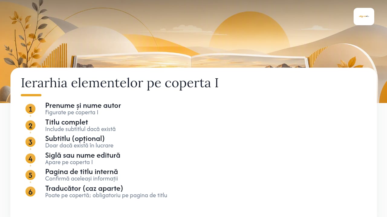 Ierarhia elementelor de pe prima copertă