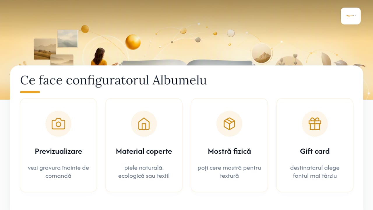 Configuratorul Albumelu te ajută să vezi gravura înainte de a o comanda — overview diagram