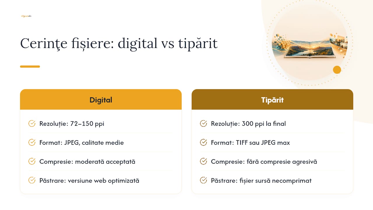 Comparație între fișier digital și fișier printat
