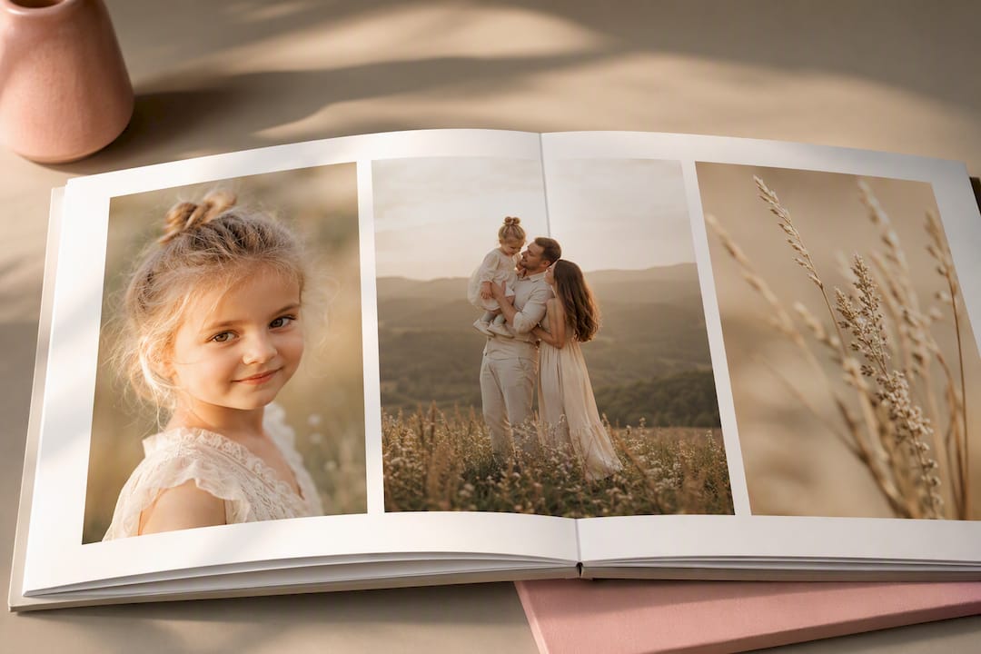 Spread layflat cu fotografii pe verticală