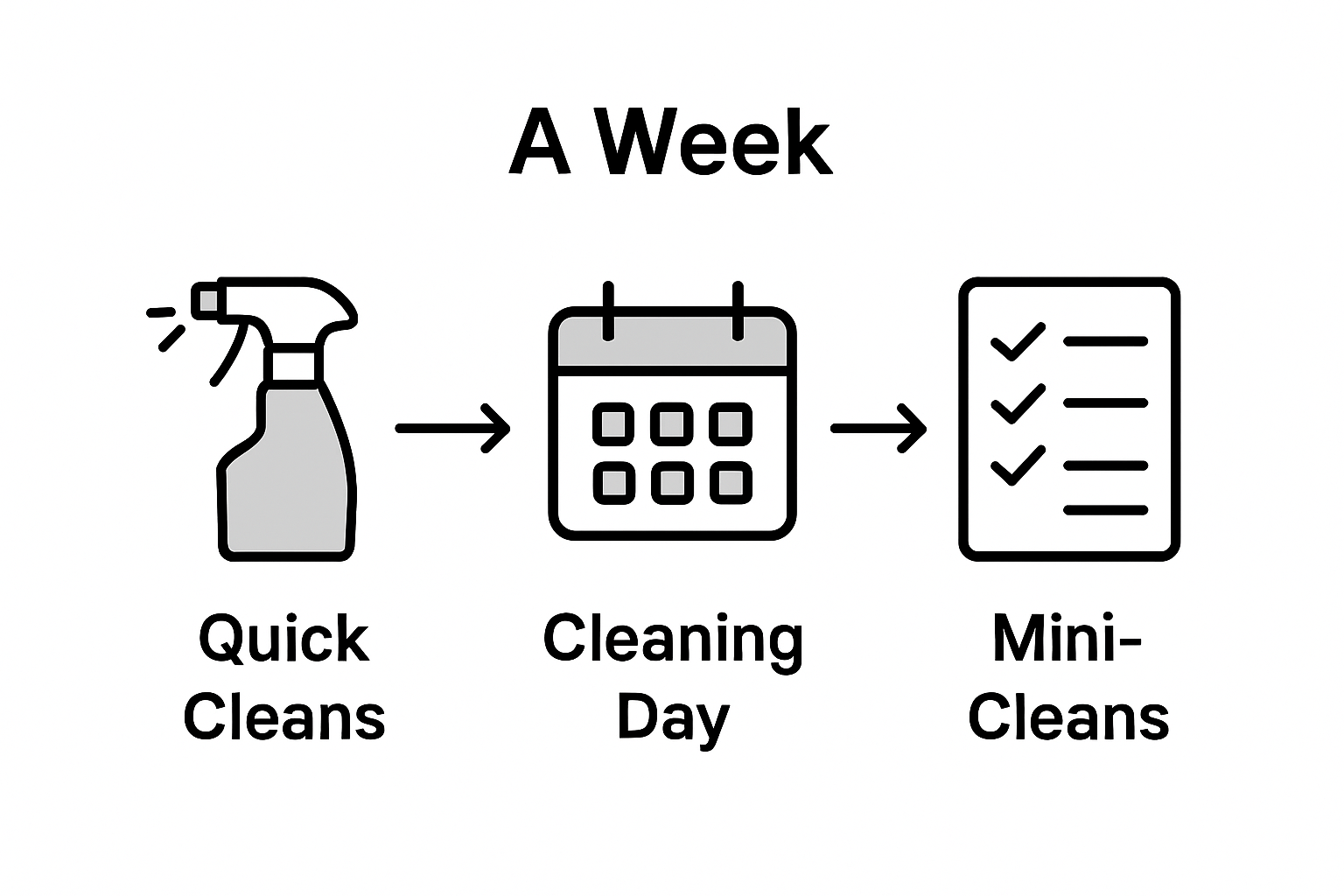 Infographic mini-clean schedule and checklist