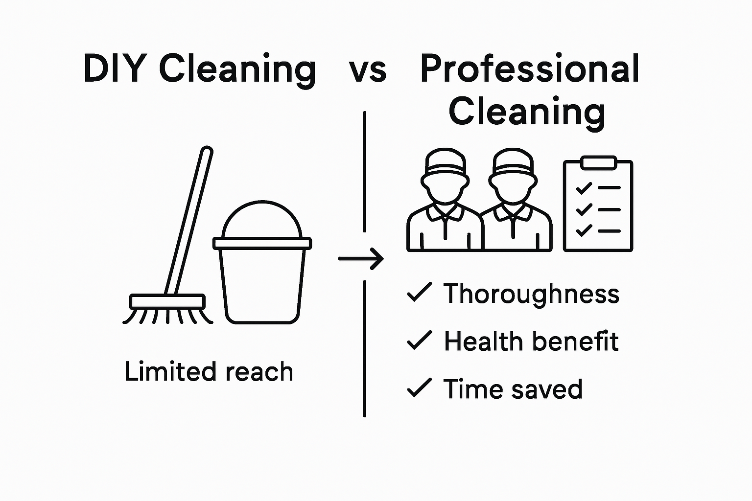 Professional cleaning versus DIY comparison infographic
