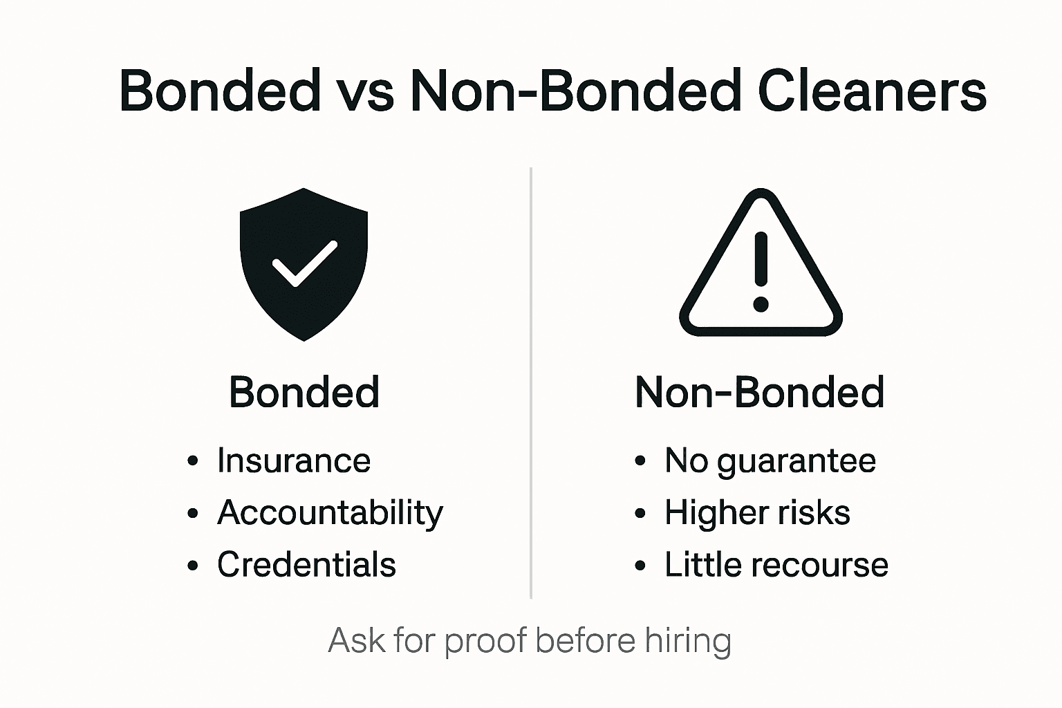 Infographic comparing bonded and non-bonded cleaners