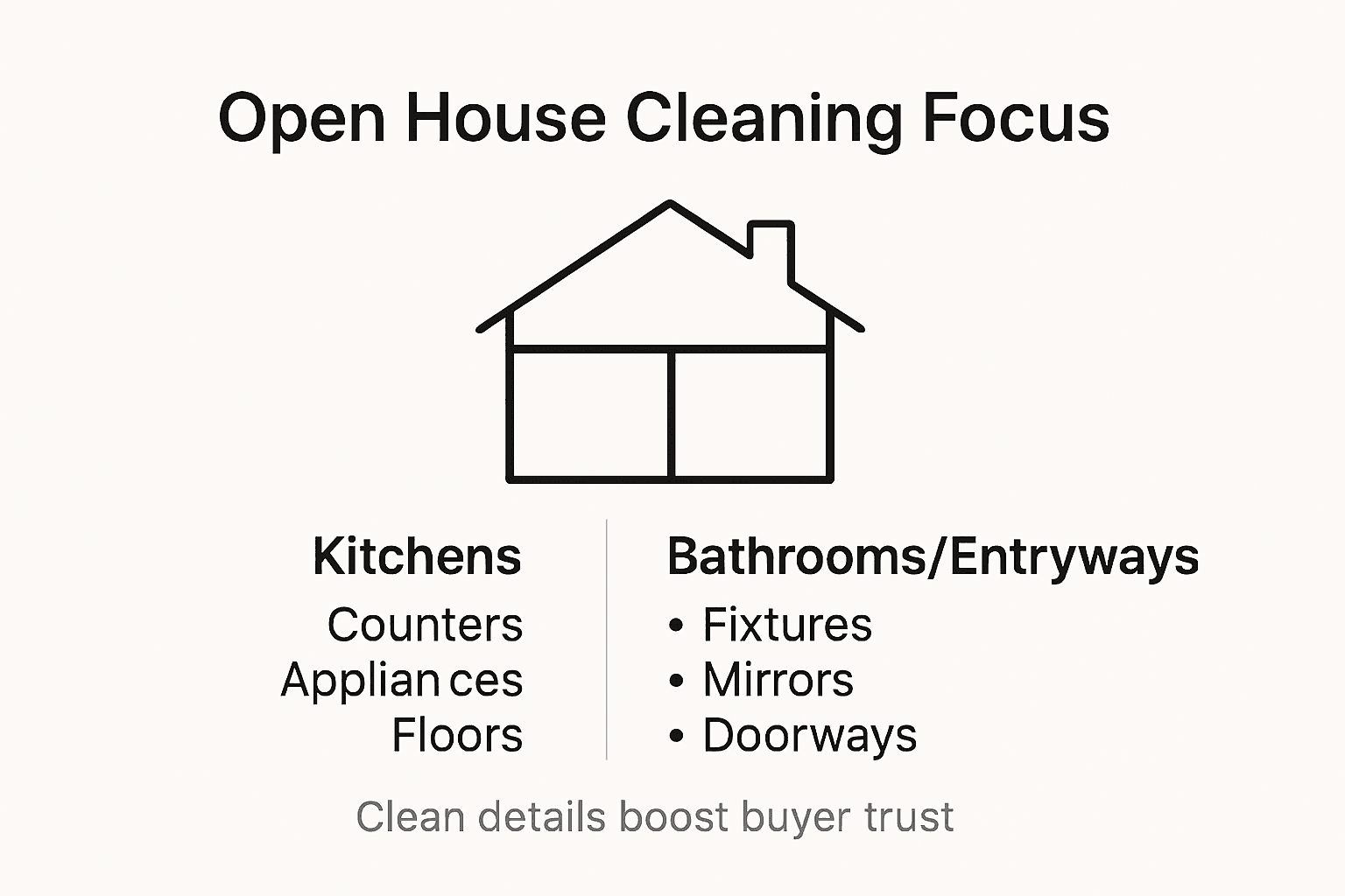 Infographic on cleaning focus areas for open house