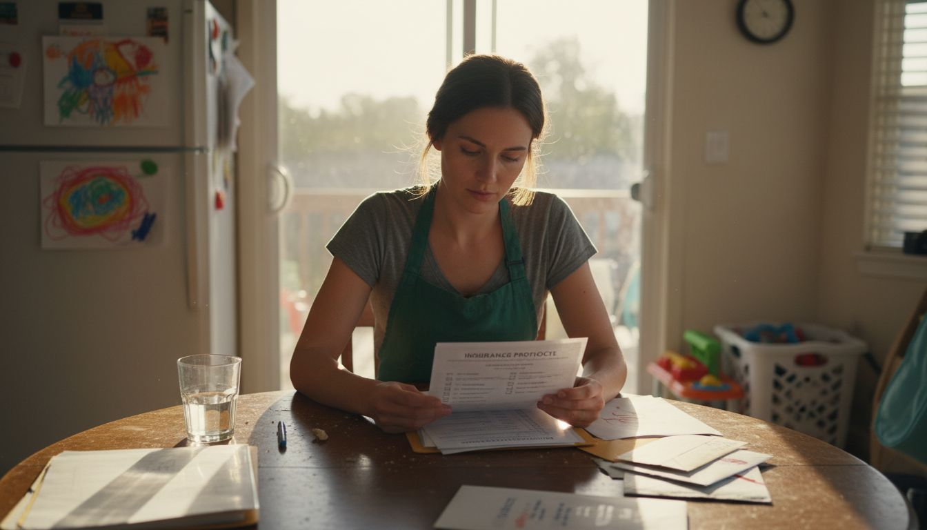 Cleaner reviewing safety documents at family home