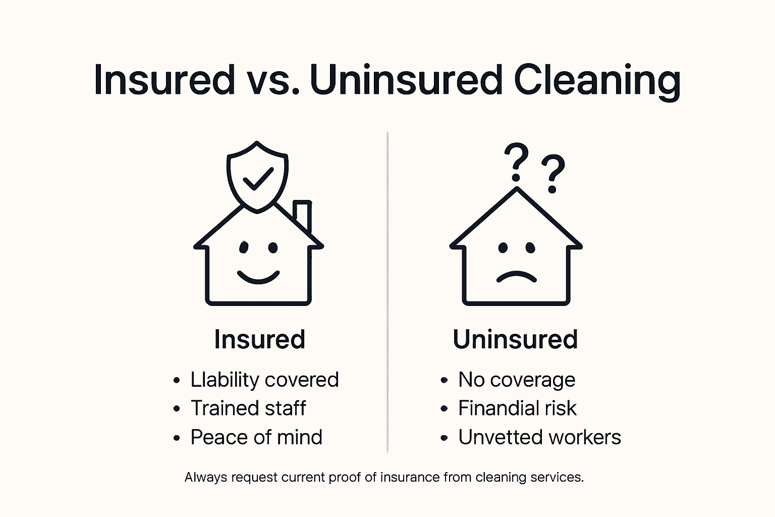 Infographic comparing insured and uninsured cleaning