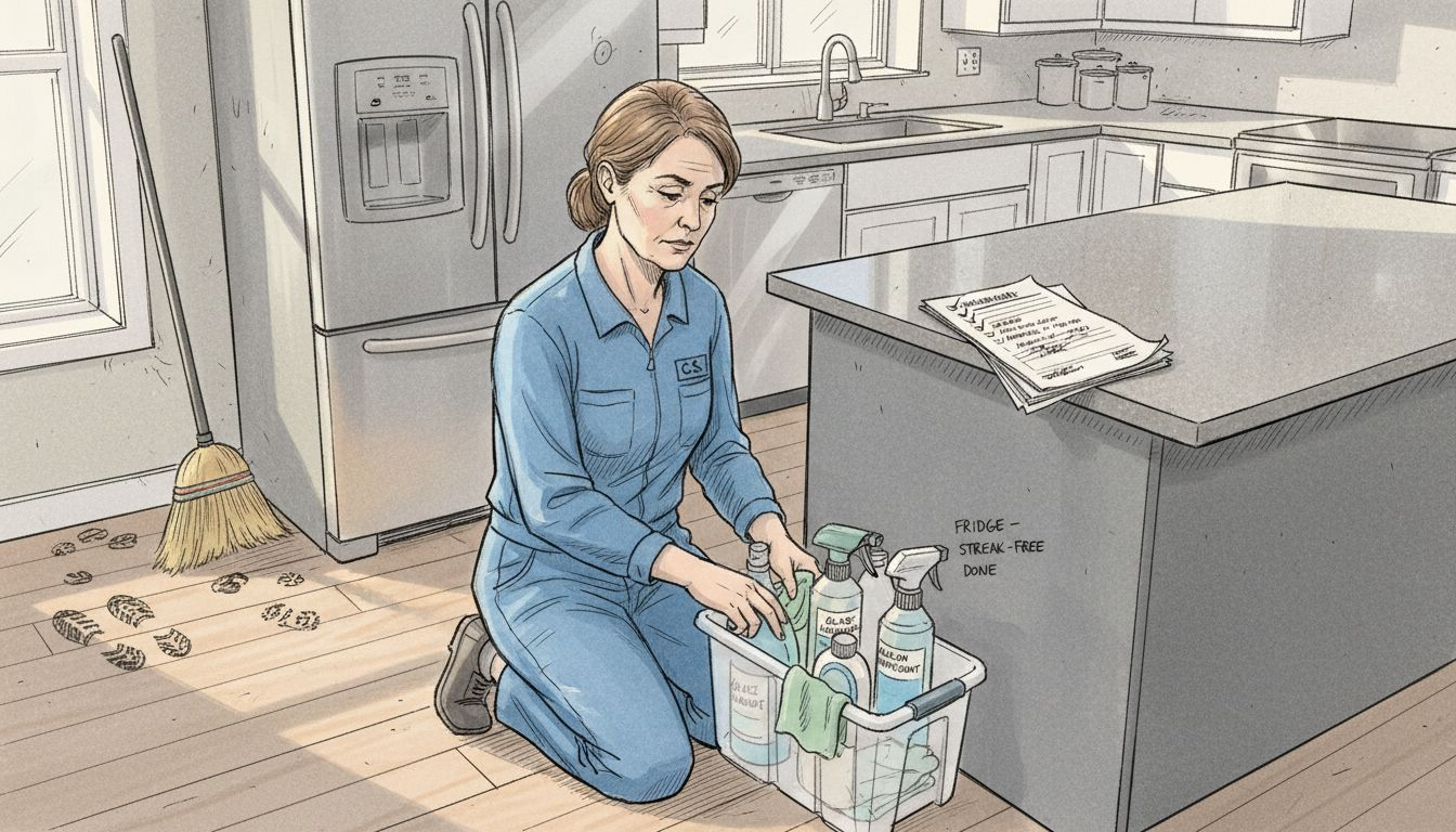 Cleaner organizing supplies for move-in cleaning