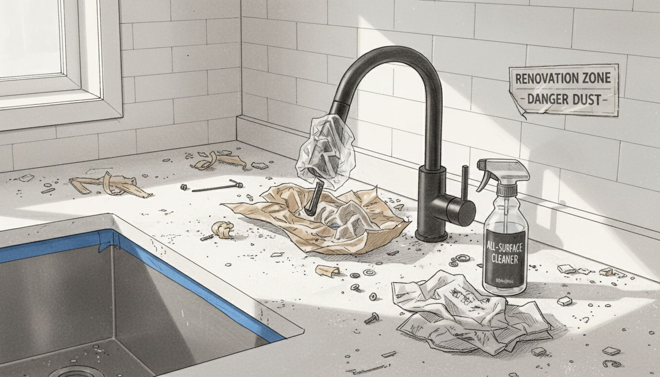 Close up of residue after renovation