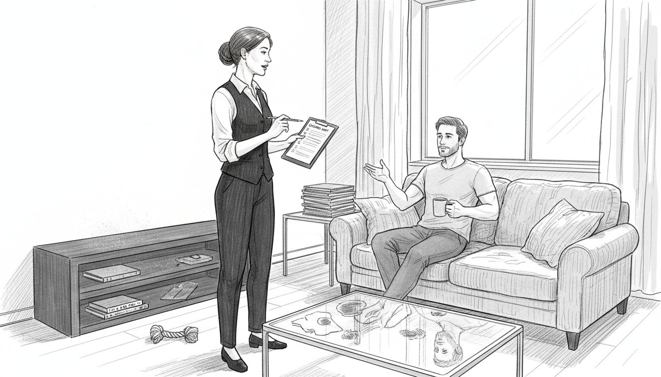 Consultant and homeowner reviewing cleaning checklist