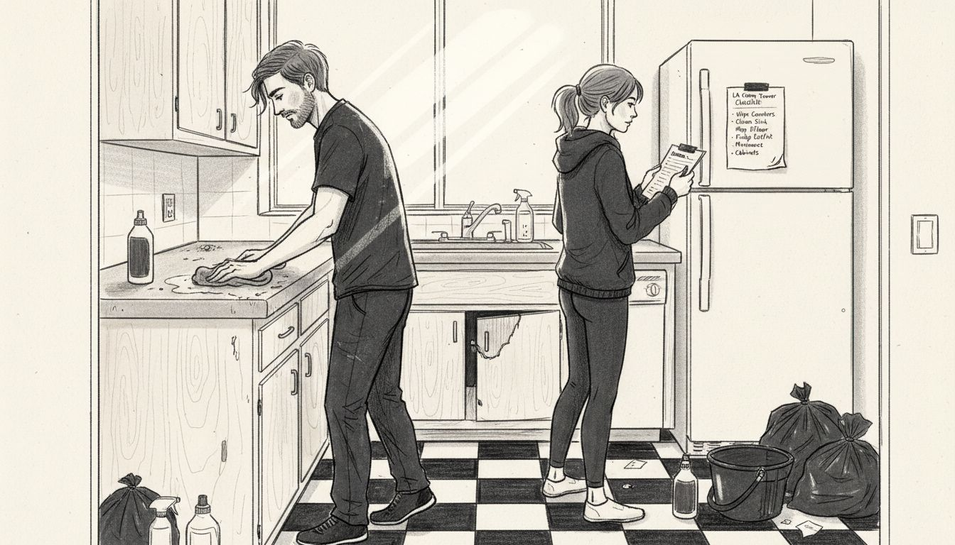 Team preparing rental unit for turnover