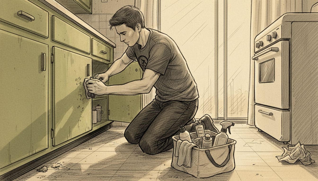 Deep cleaning kitchen interior hands-on process