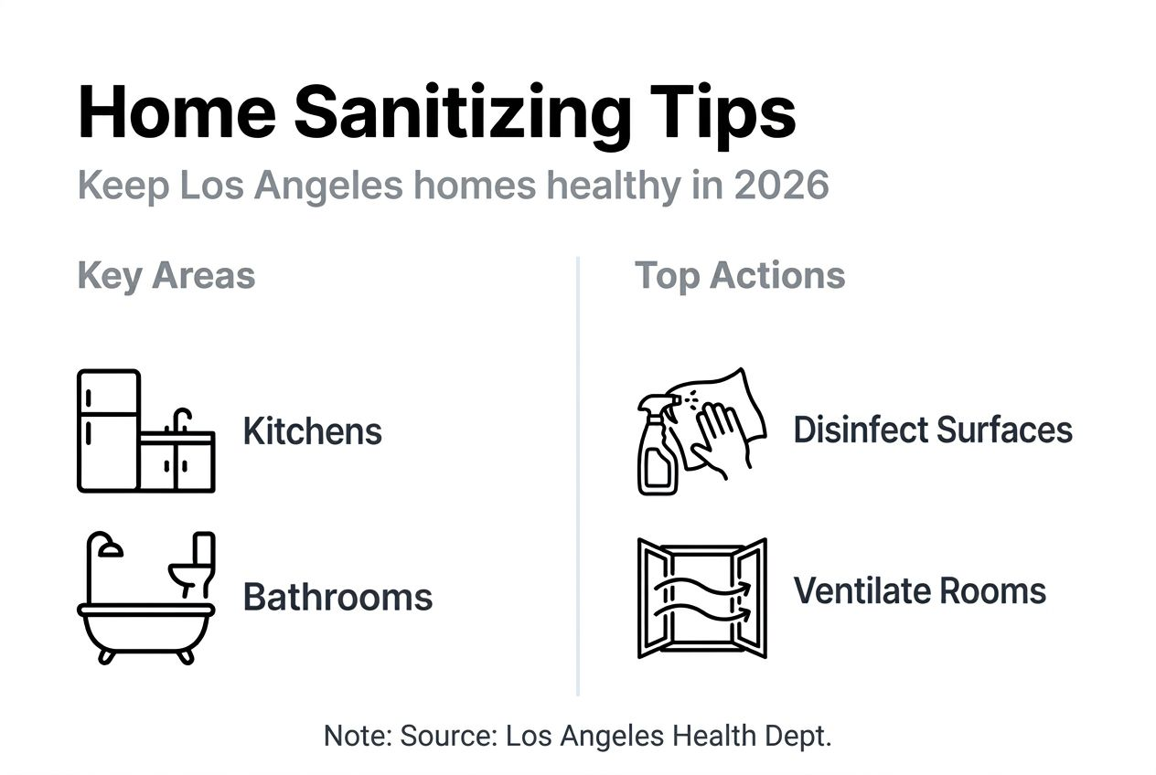 Infographic showing home sanitizing best practices