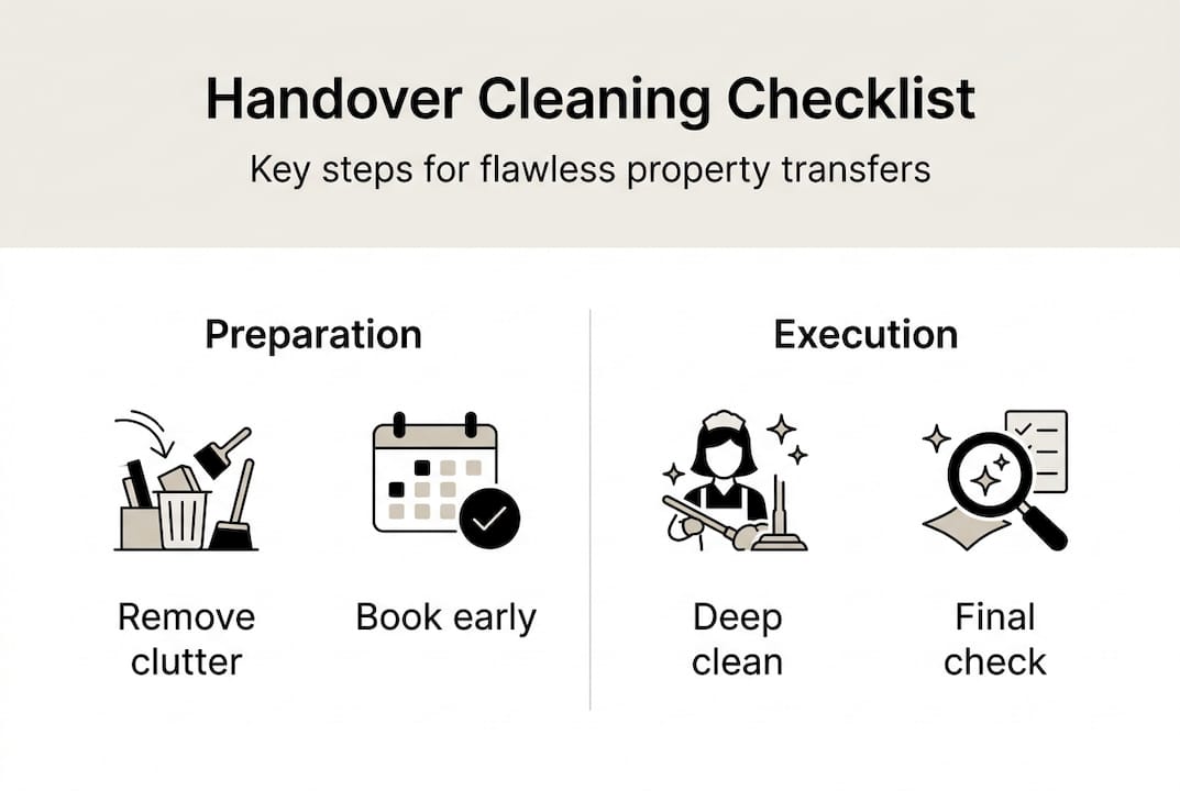 Infographic showing handover cleaning checklist steps