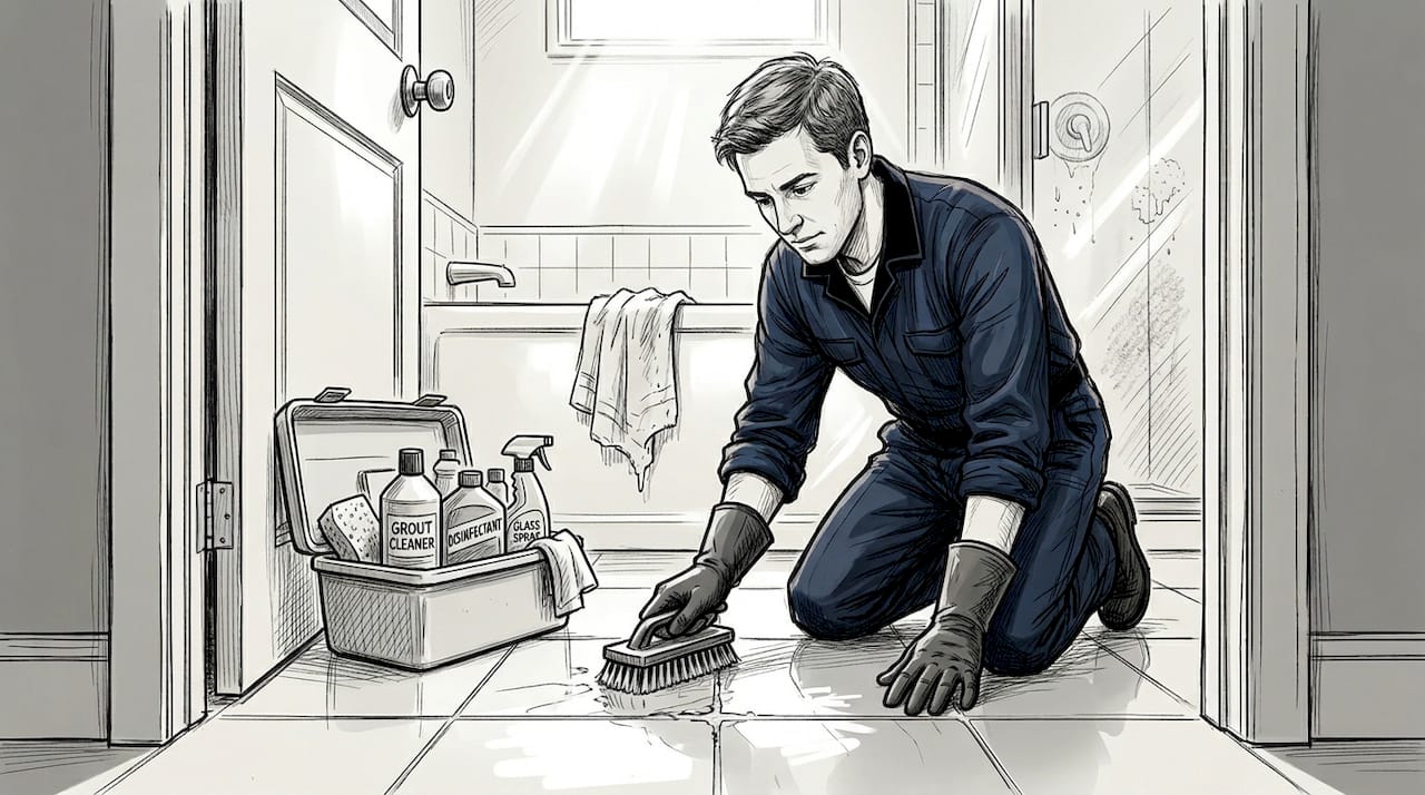 Cleaner deep cleans bathroom grout tiles