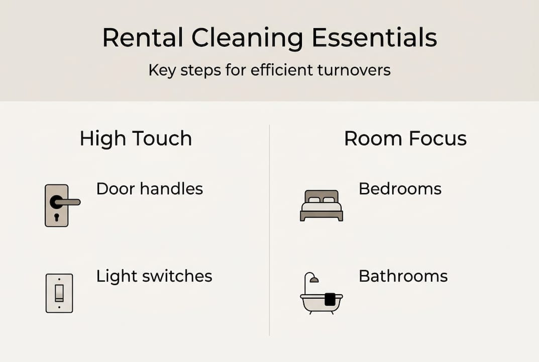 Infographic shows rental cleaning checklist highlights