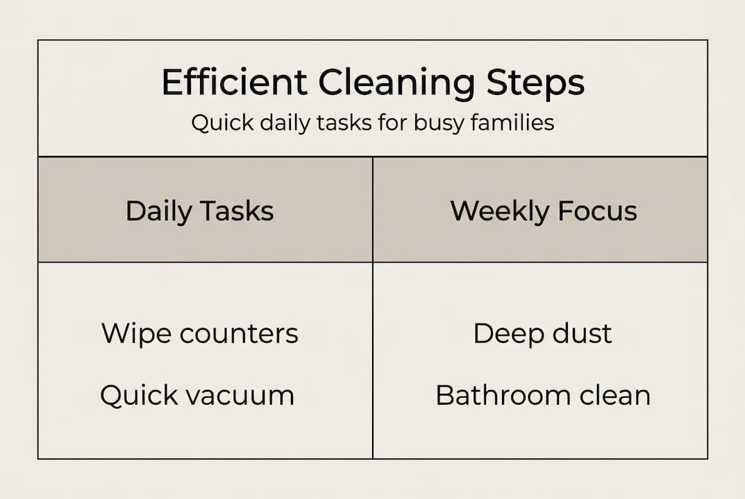 Infographic on efficient daily and weekly cleaning steps