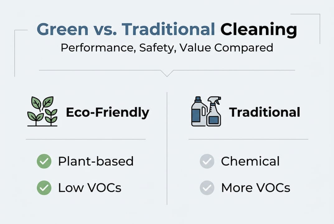 Infographic green cleaning versus traditional comparison