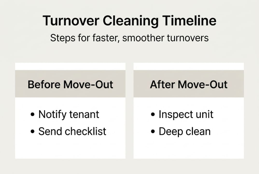 Infographic of cleaning timeline steps for turnovers