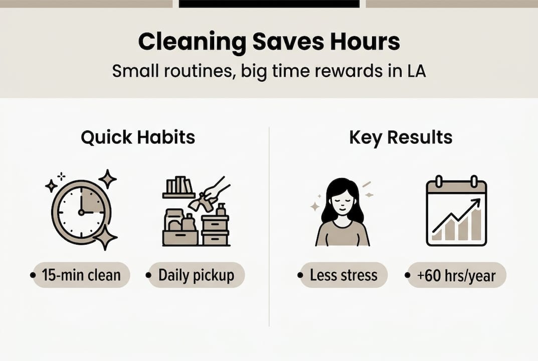 Infographic summarizing time-saving cleaning habits
