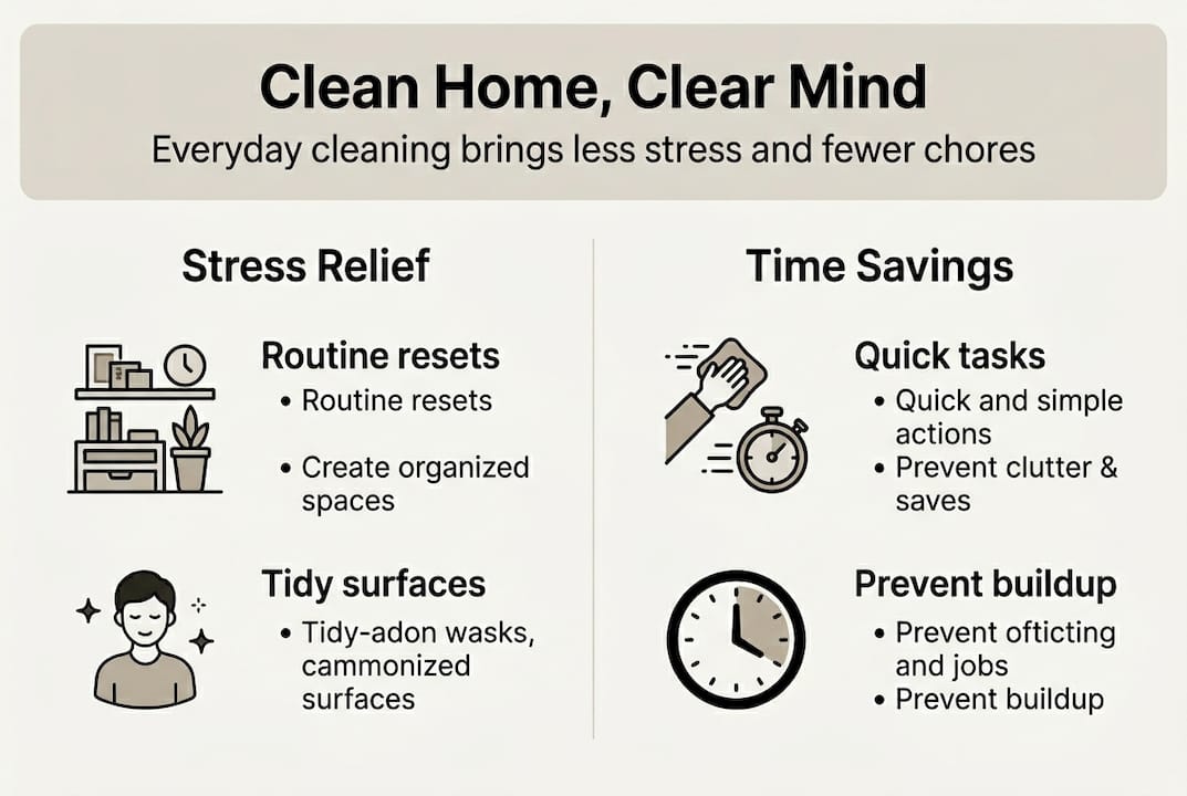 Infographic showing cleaning reduces stress and saves time