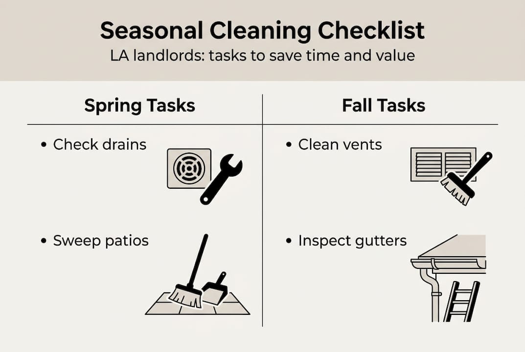 Infographic showing LA seasonal cleaning tasks