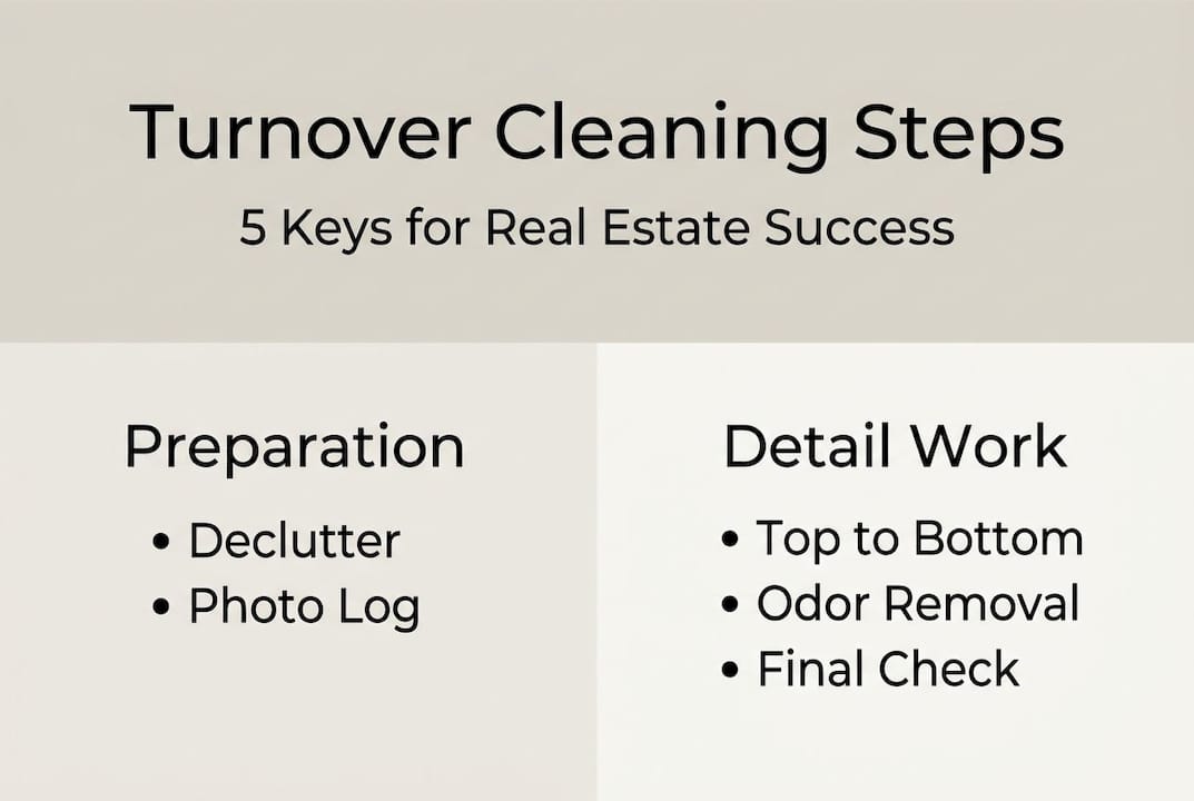 Infographic showing 5 steps to turnover cleaning