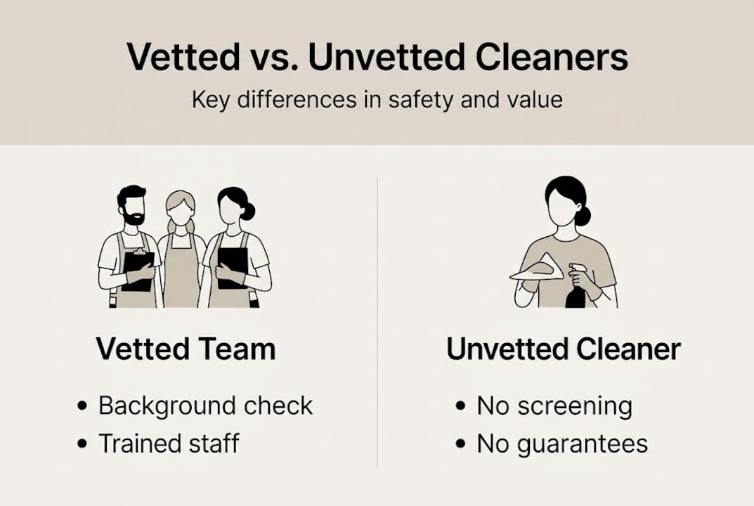 Infographic comparing vetted and unvetted cleaners