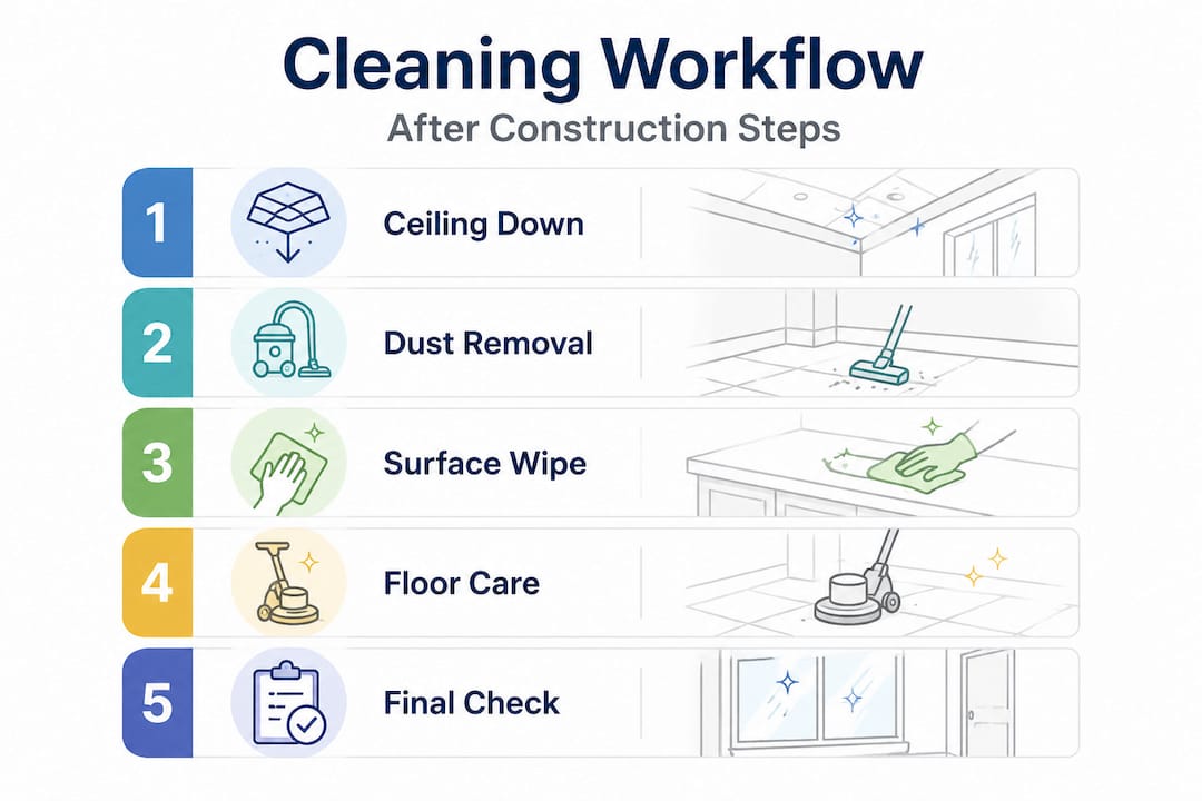 Infographic with step-by-step cleaning process