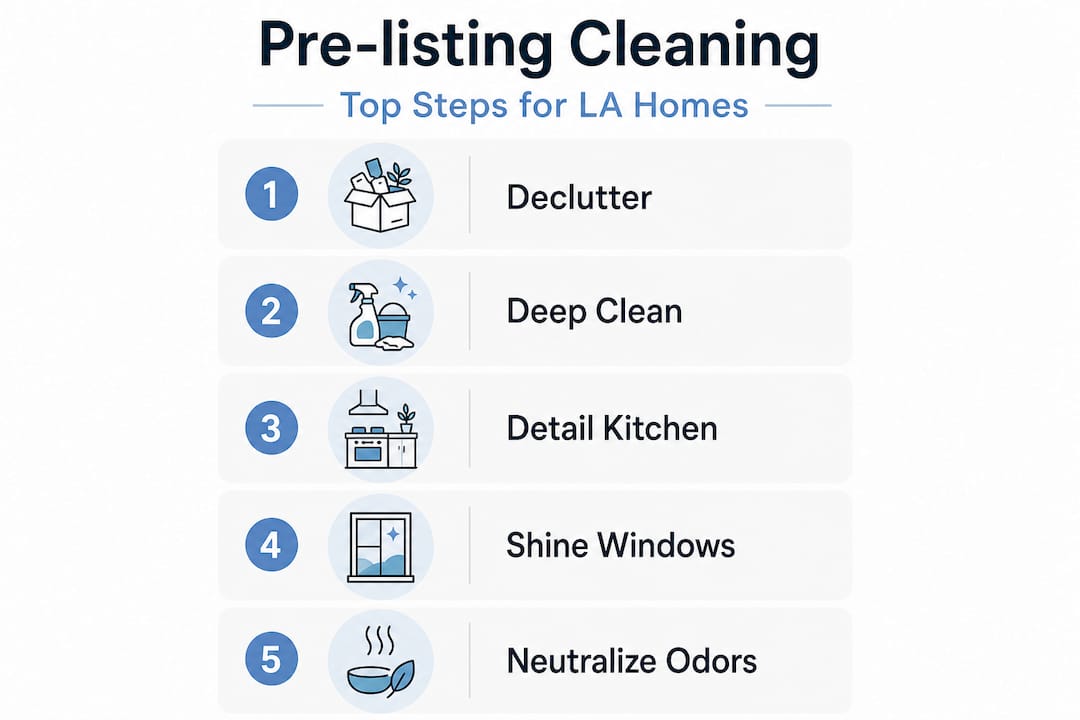 Infographic showing pre-listing cleaning steps