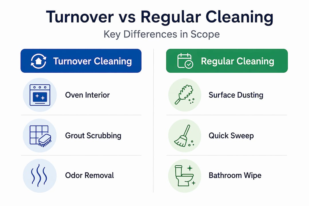 Infographic comparing turnover and regular cleaning