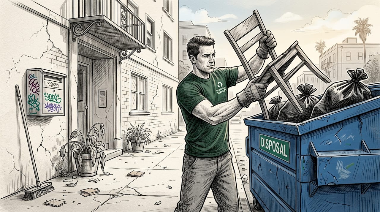 Junk removal during apartment eviction cleanout