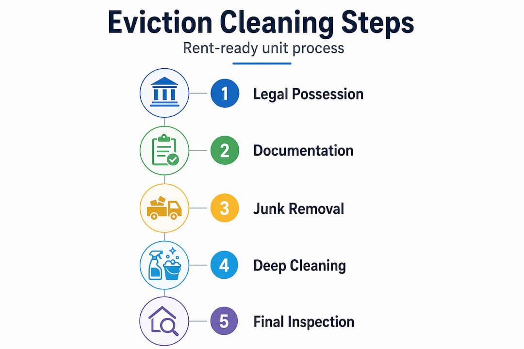 Infographic shows eviction cleaning process flow