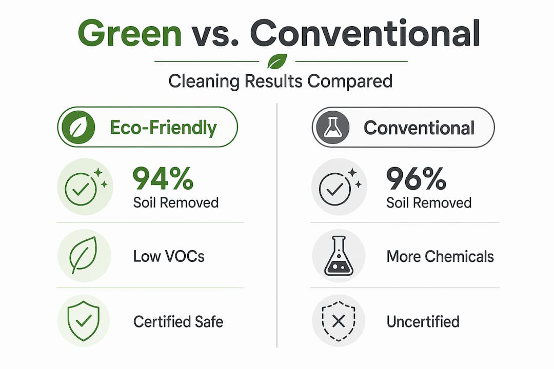 Infographic comparing green and conventional cleaning side by side