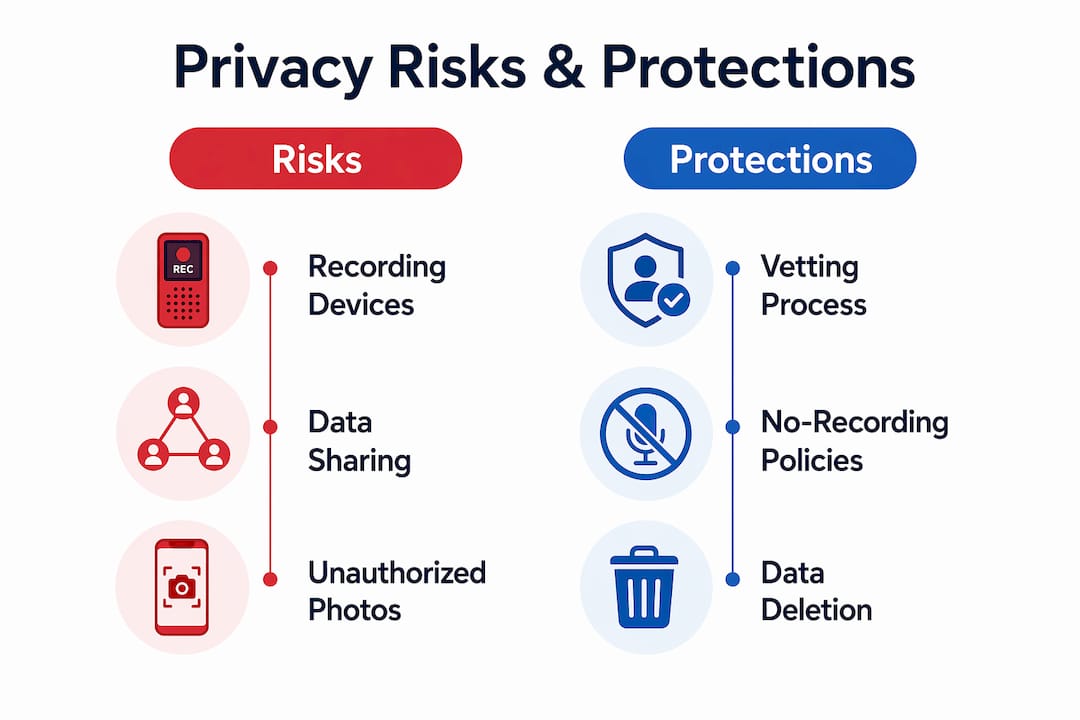 Infographic comparing privacy risks and protections