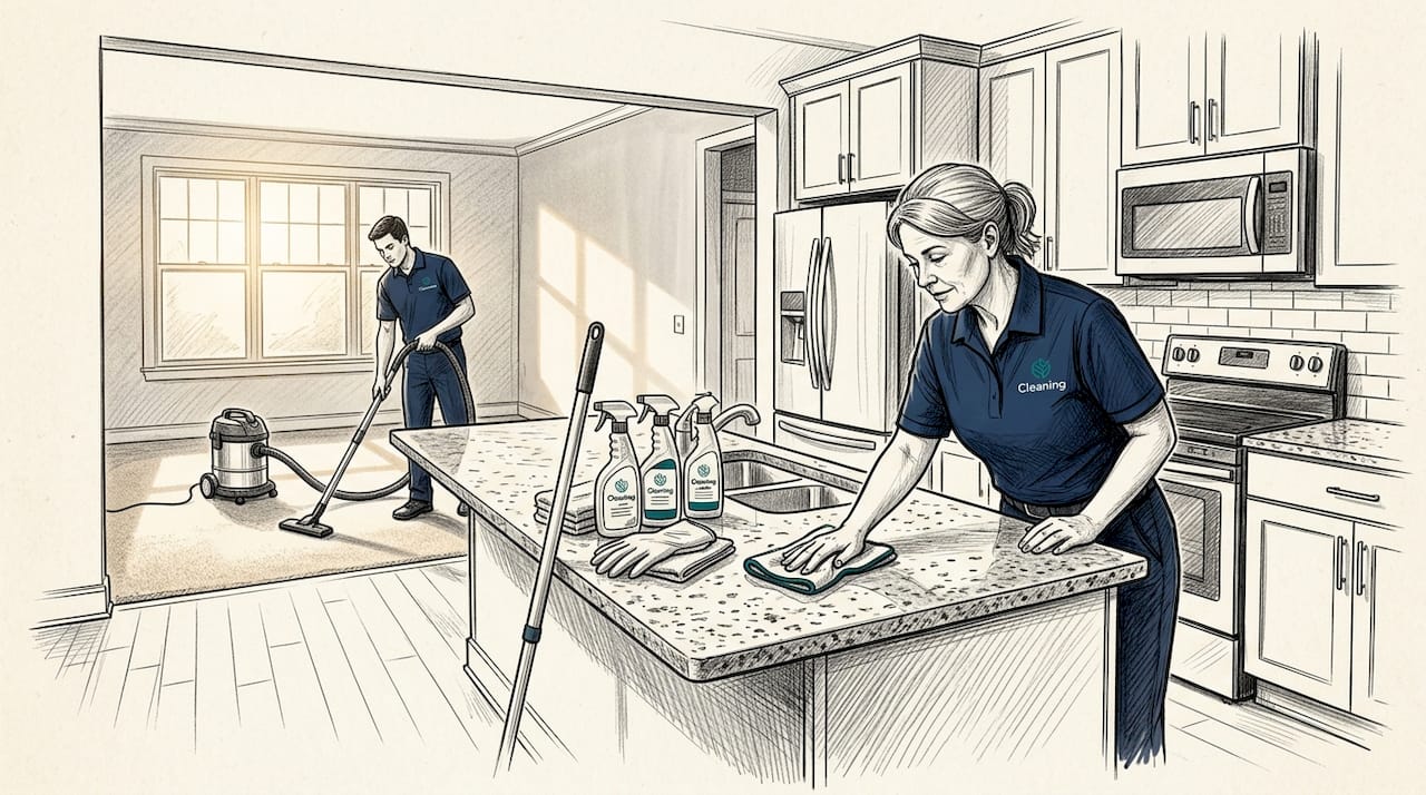 Cleaning staff preparing rental unit for new tenant