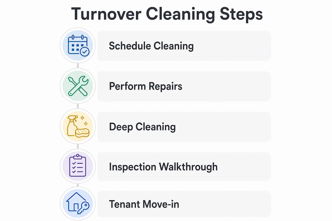 Infographic detailing key turnover cleaning steps