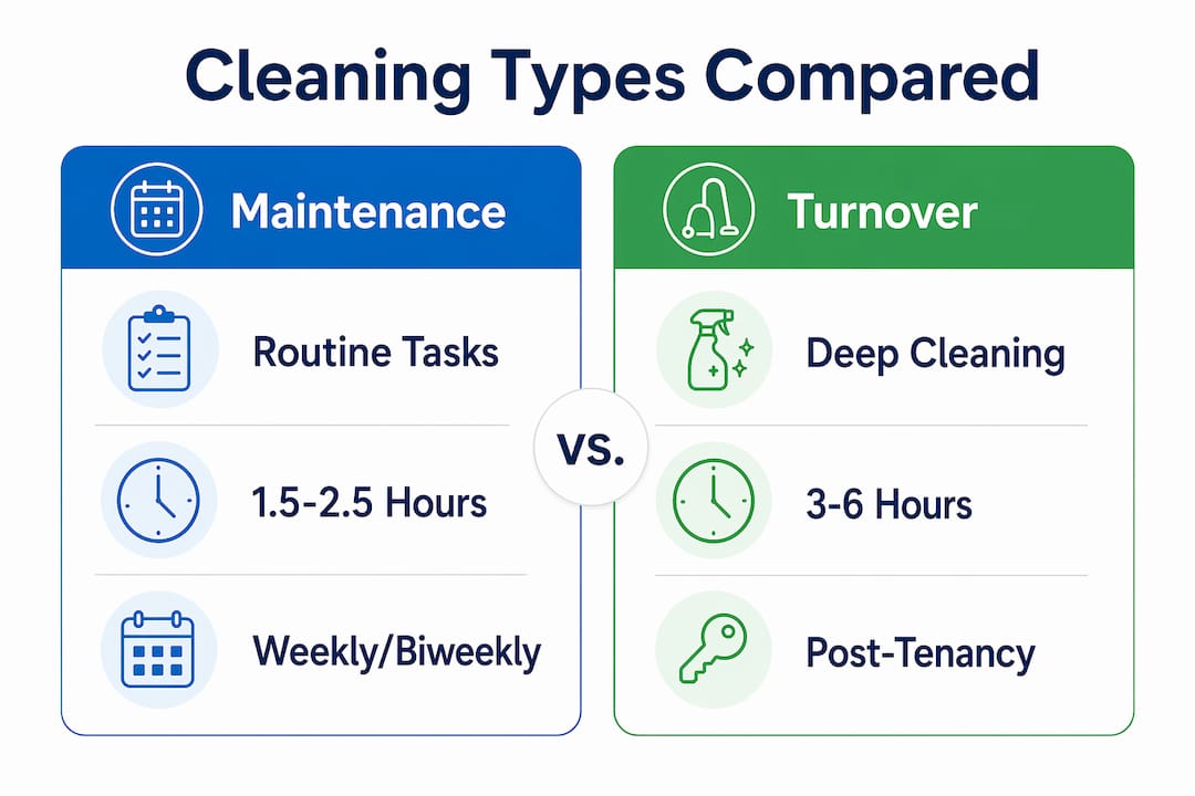 Infographic comparing maintenance and turnover cleaning