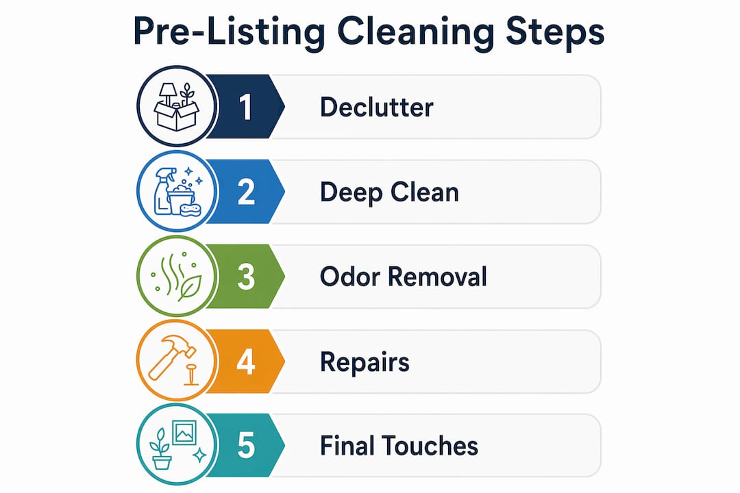 Infographic outlining pre-listing cleaning steps