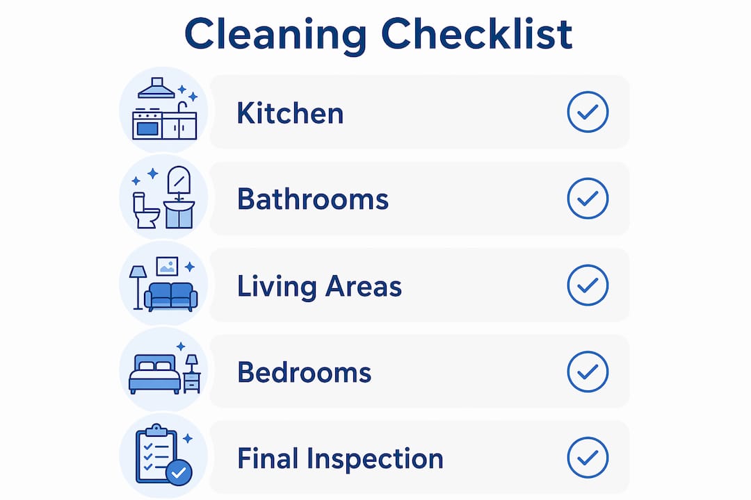 Infographic detailing end of lease cleaning checklist steps