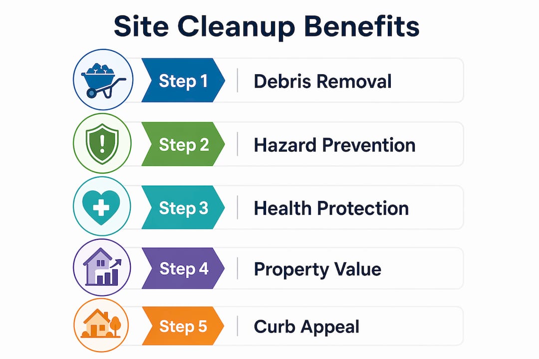 Infographic outlining site cleanup benefits in steps