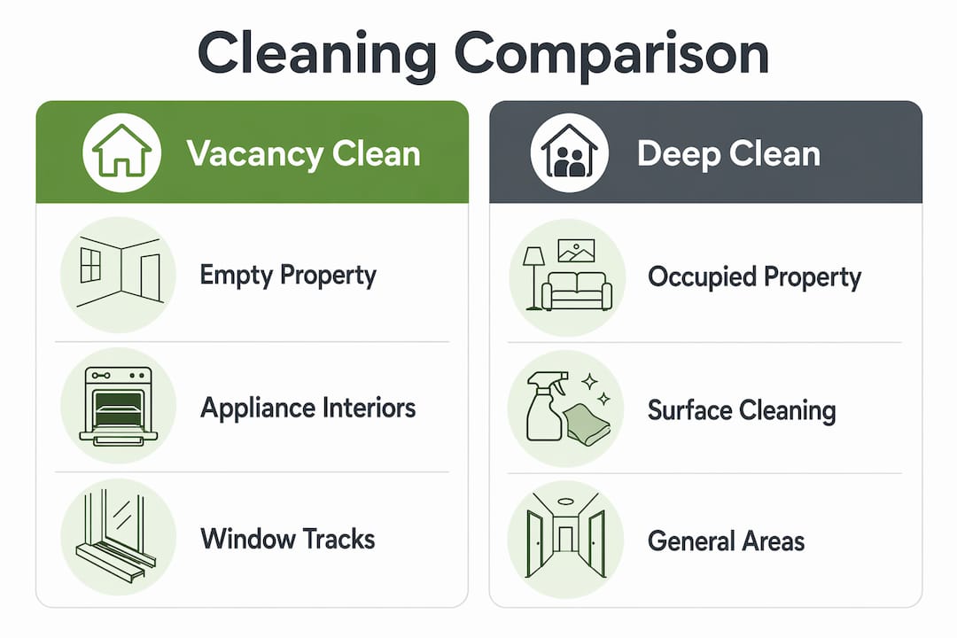 Infographic comparing vacancy clean and deep clean differences