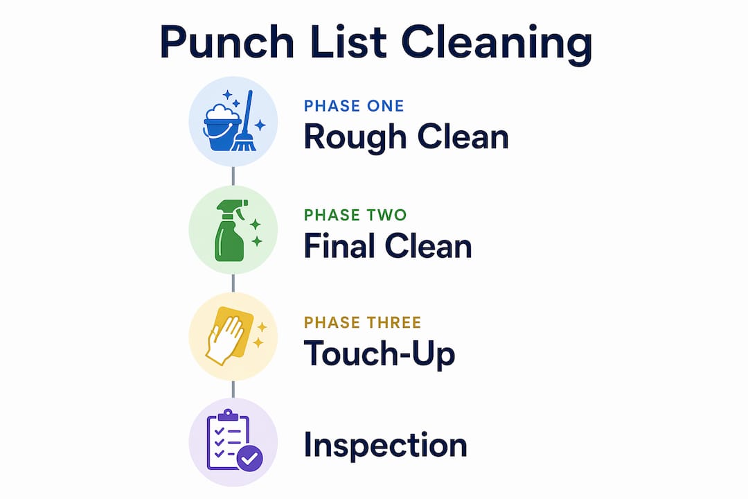 Infographic outlining punch list cleaning process steps